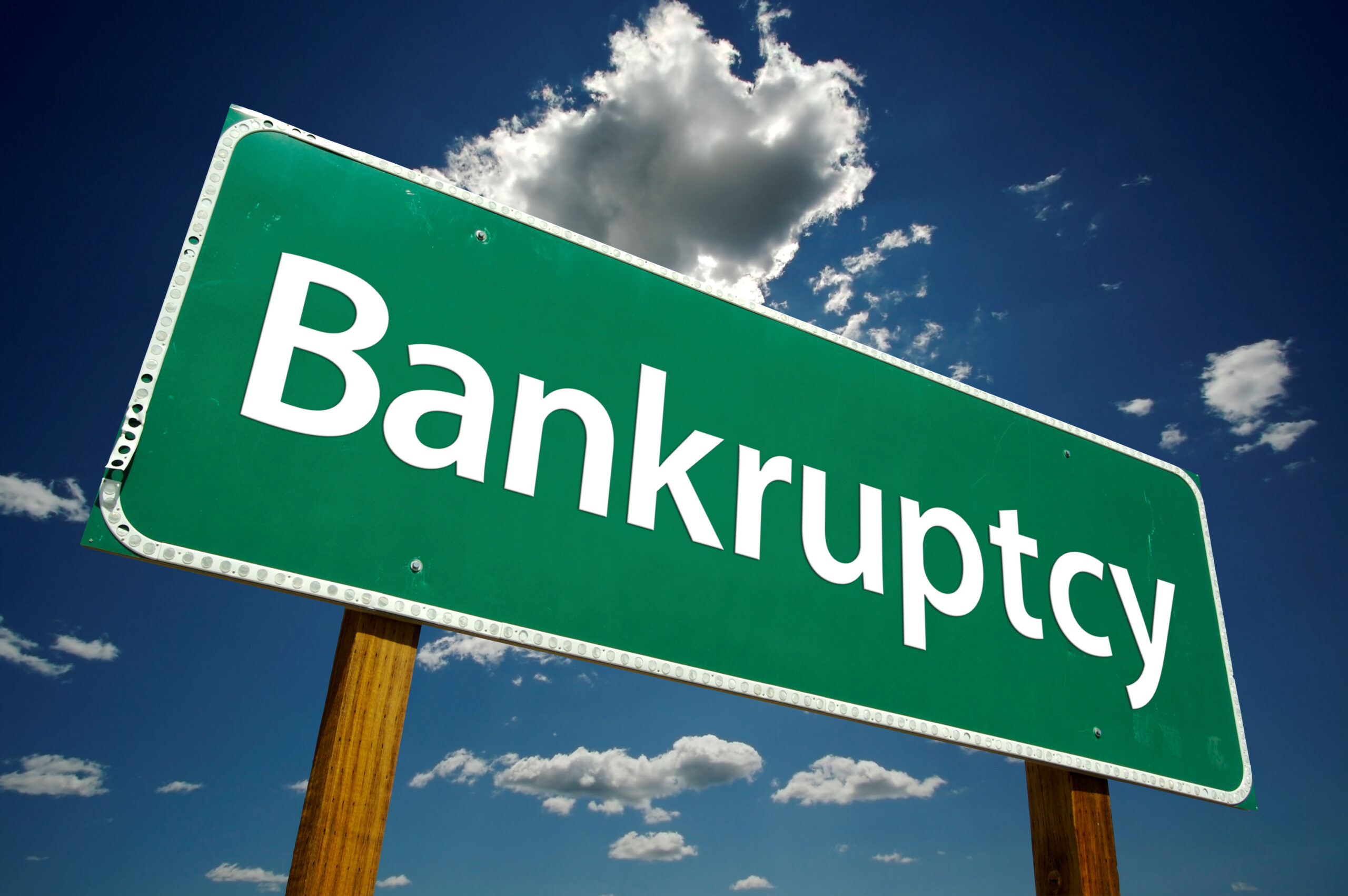 Bankruptcy road sign